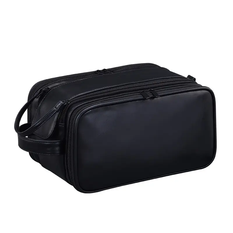 New Three-Compartment Multifunctional PU Mens Toiletry Bag
