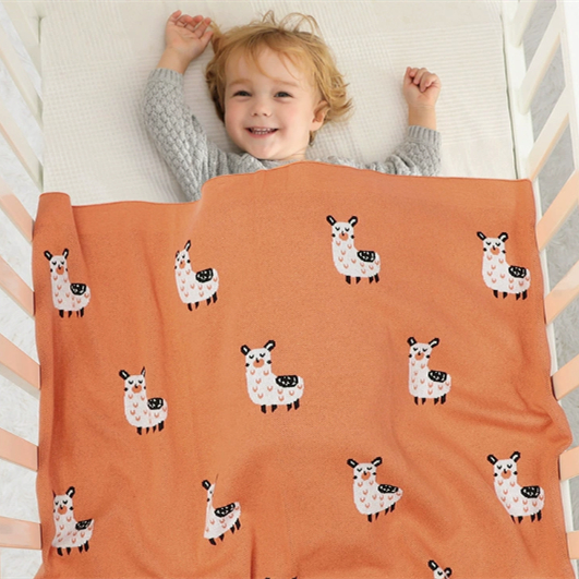 Cute Alpaca Baby Knitted Swaddle Blanket