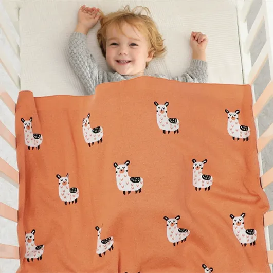 Cute Alpaca Baby Knitted Swaddle Blanket