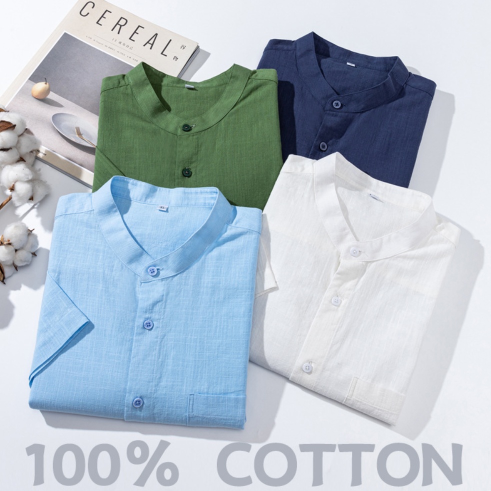 Men's Breathable Bamboo-Loop Cotton Short-Sleeve Shirt