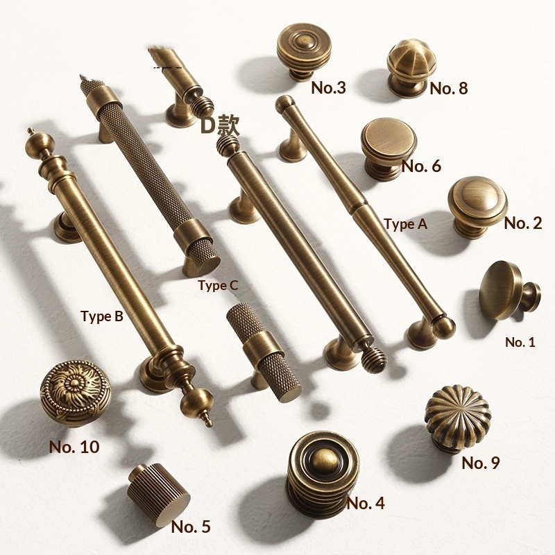 Retro Wardrobe Pull Brass Handle (Type C-T single hole)