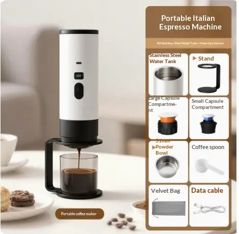 Portable Capsule Coffee Machine Automatic Wireless Heating