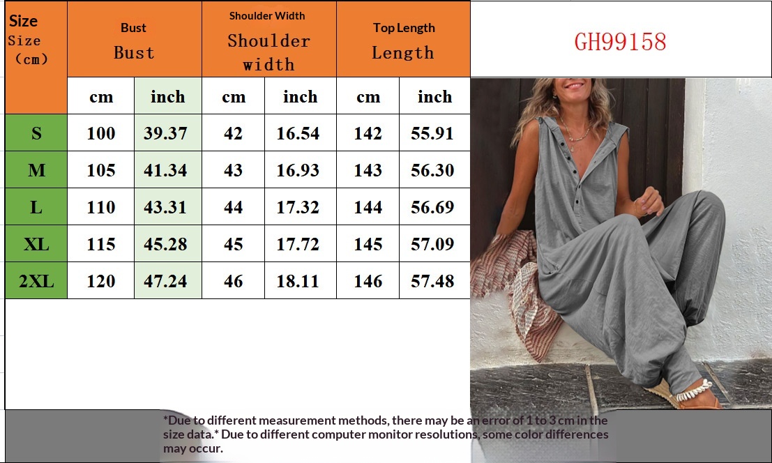 Women’s sleeveless hooded relaxed fit jumpsuit in multiple colors