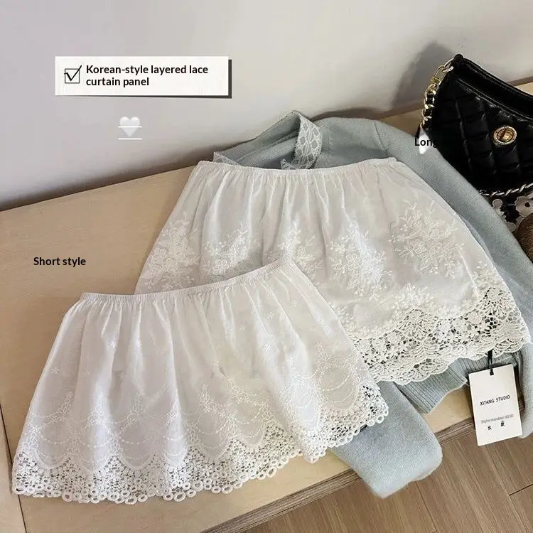 White Lace Butt-flush Skirt Versatile For Women
