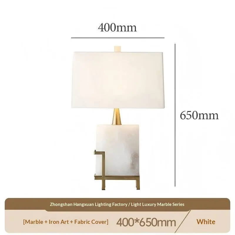 Marble-base Decorative Lamp With A Fabric Shade