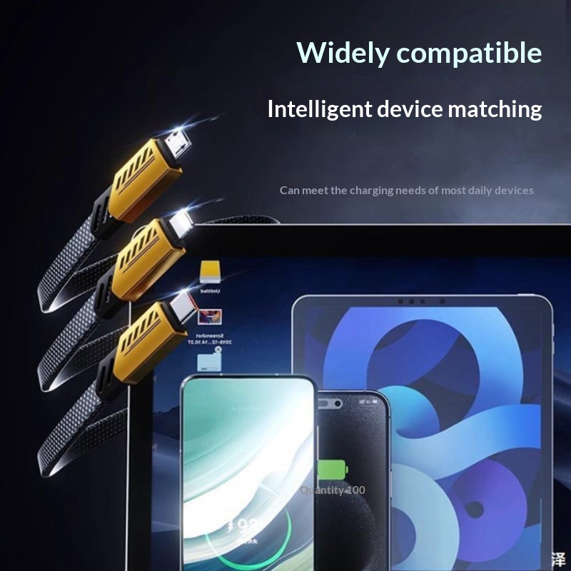 Multi-Function 2-in-3 Data Fast-Charging 3-in-1 New Mech Style Charging Cable