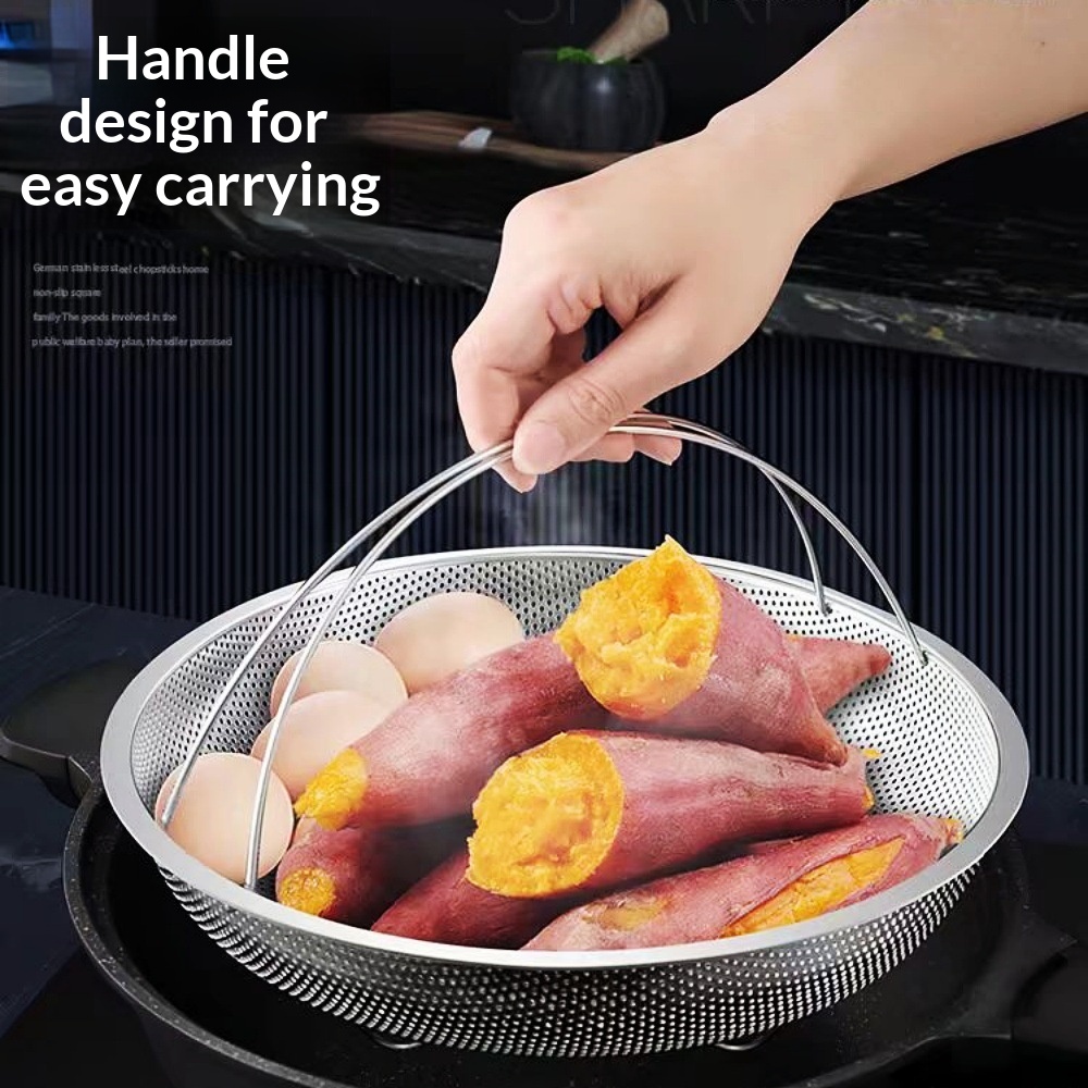 Magnetic-free Steamer Tray With Handle Draining Basket