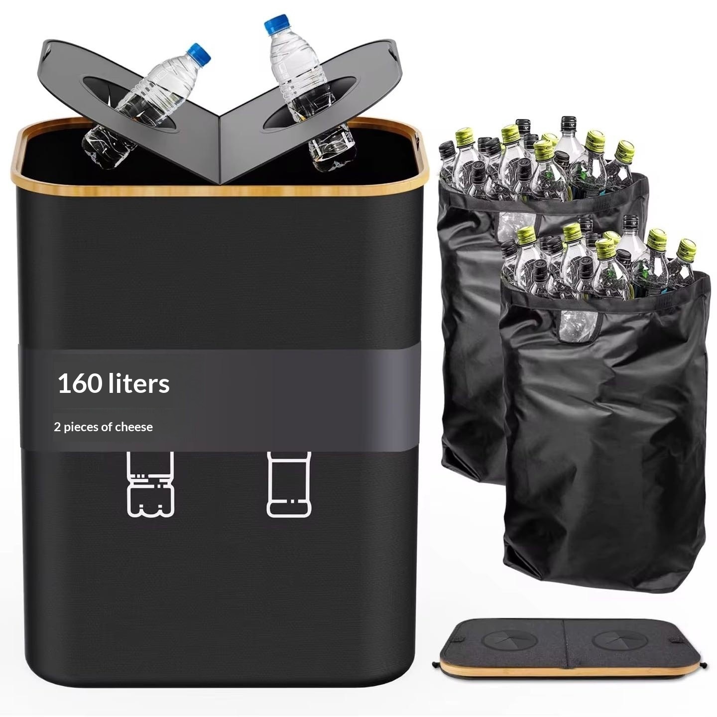 Large-capacity Storage Box With Holes And A Double-opening Lid For Bottles