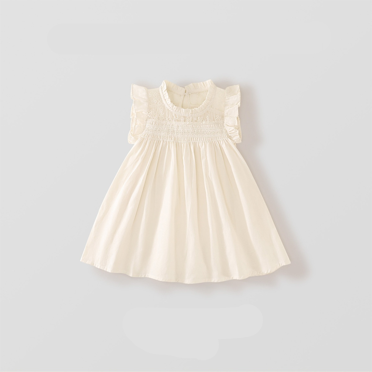 Small Flutter Sleeves Ruffled Hem French-style Pleated Princess Dress