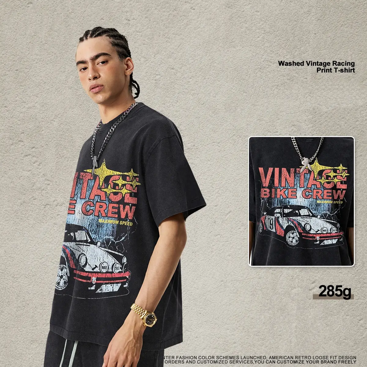 Loose-fit Racing-print Top Short-sleeve T-shirt