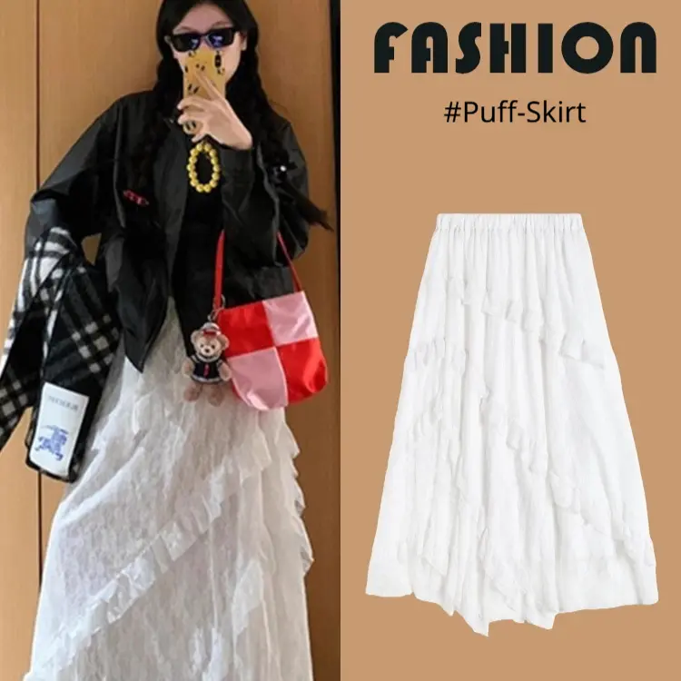High-waisted Irregular Midi Skirt For Women