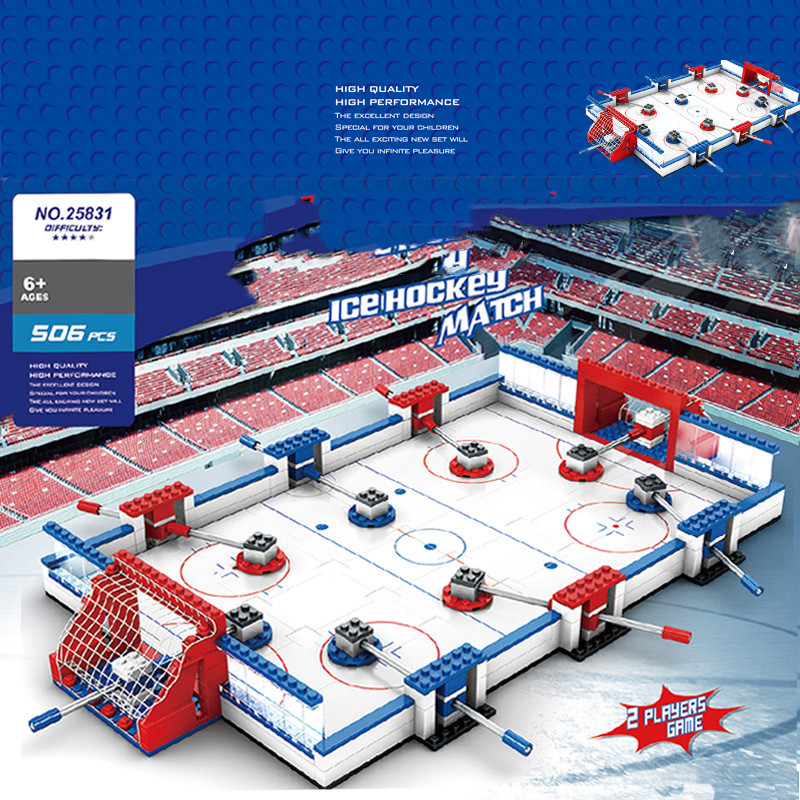 Educational Building Blocks Ice Hockey Board Game Assembly Toy Plastic Small-Particle Building Block Toy