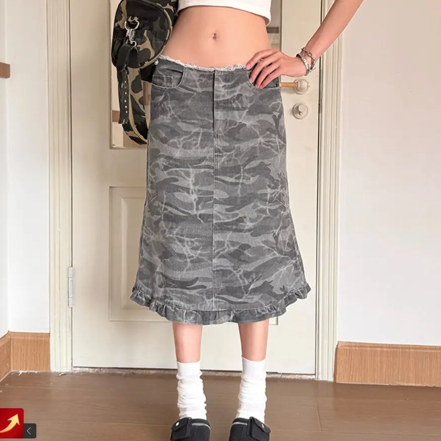 Distressed Camo Skirt Women's