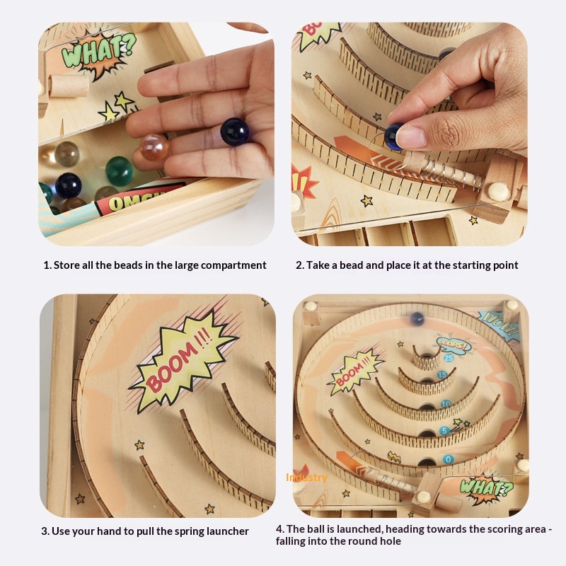 Wooden Pinball Marble 3D Stereoscopic Maze For Childrens Concentration