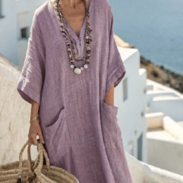 3D Digital Print V-Neck Casual Bohemian Resort Long Dress