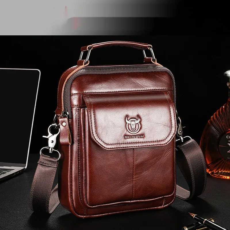 Mens Vintage First-Layer Cowhide ShoulderCrossbody Bag