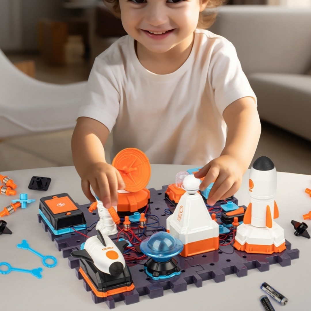 Childrens Electronic Building Blocks Space Rocket Model Assembly Toy