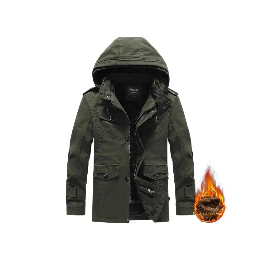 Cross-border Cotton-padded Coat Men's Jacket With Fleece Lining And Thickened Design