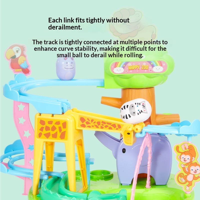 Cartoon Zoo Tumbler Sliding Track Assembly Toy