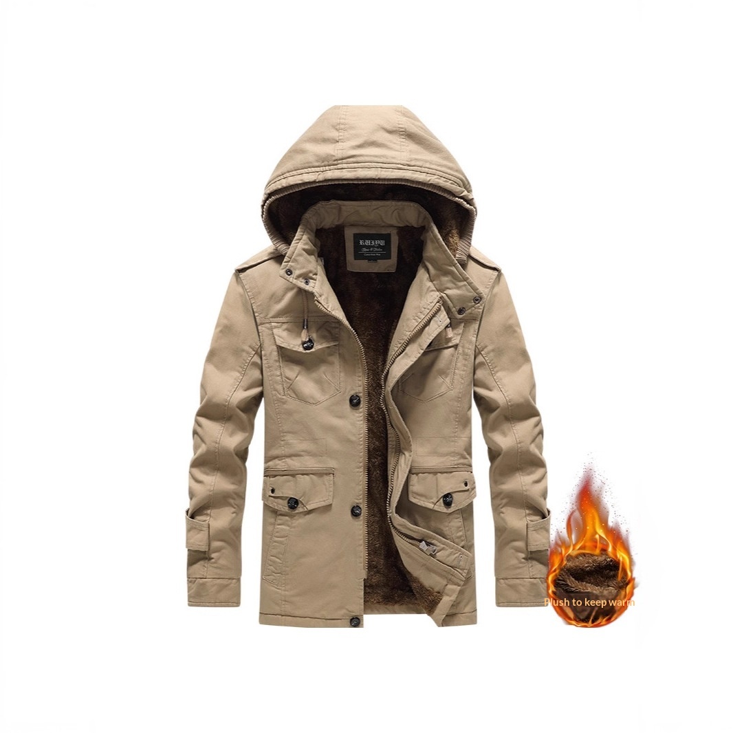 Cross-border Cotton-padded Coat Men's Jacket With Fleece Lining And Thickened Design