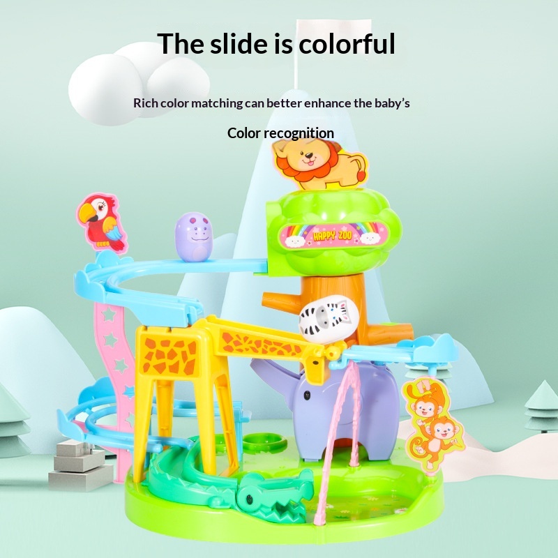 Cartoon Zoo Tumbler Sliding Track Assembly Toy