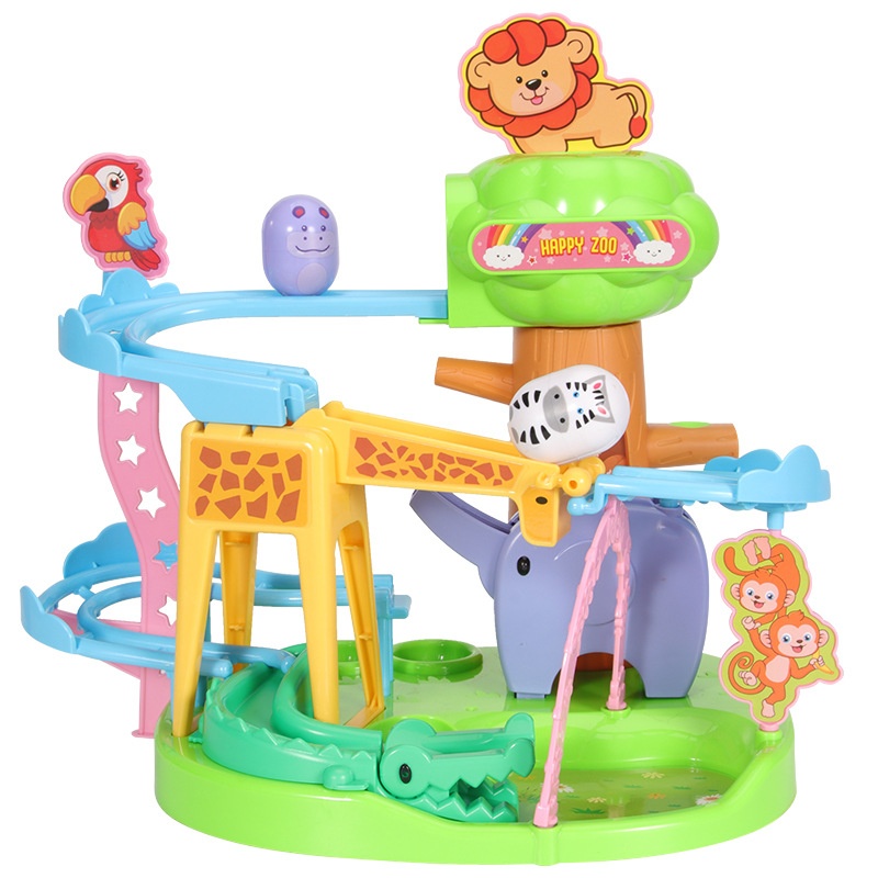 Cartoon Zoo Tumbler Sliding Track Assembly Toy