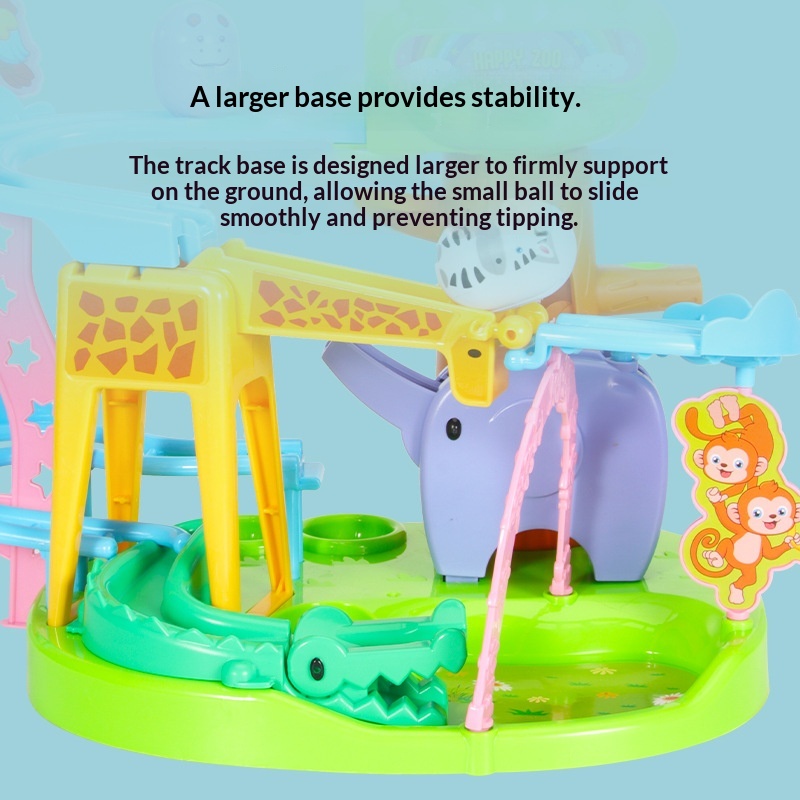 Cartoon Zoo Tumbler Sliding Track Assembly Toy