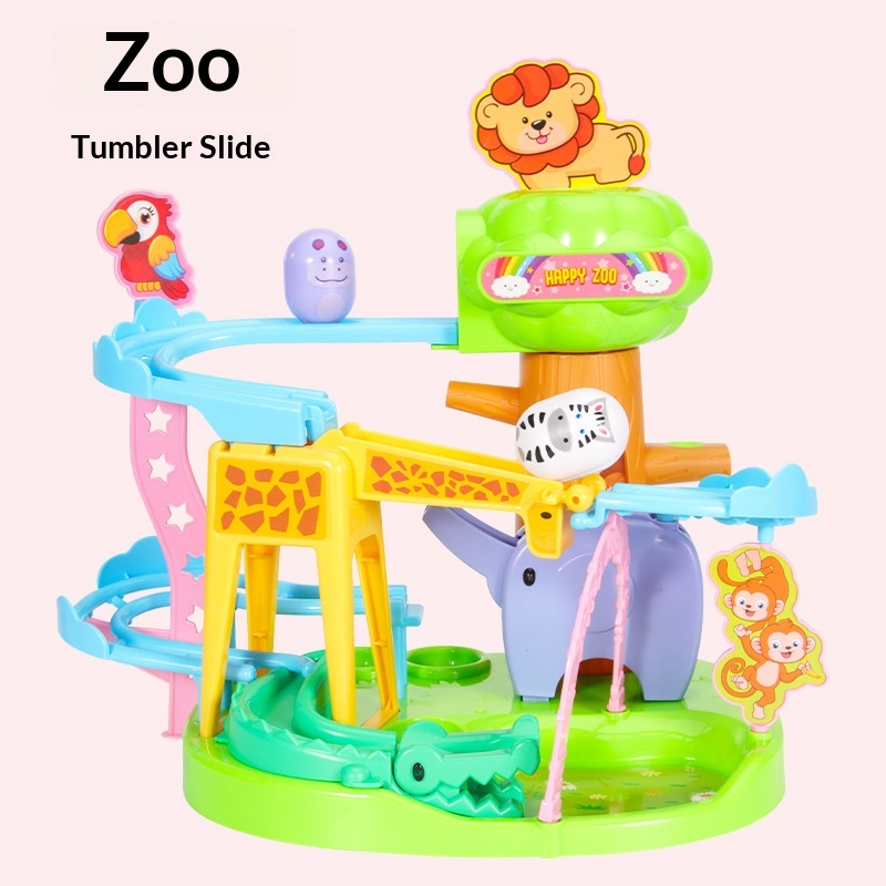 Cartoon Zoo Tumbler Sliding Track Assembly Toy