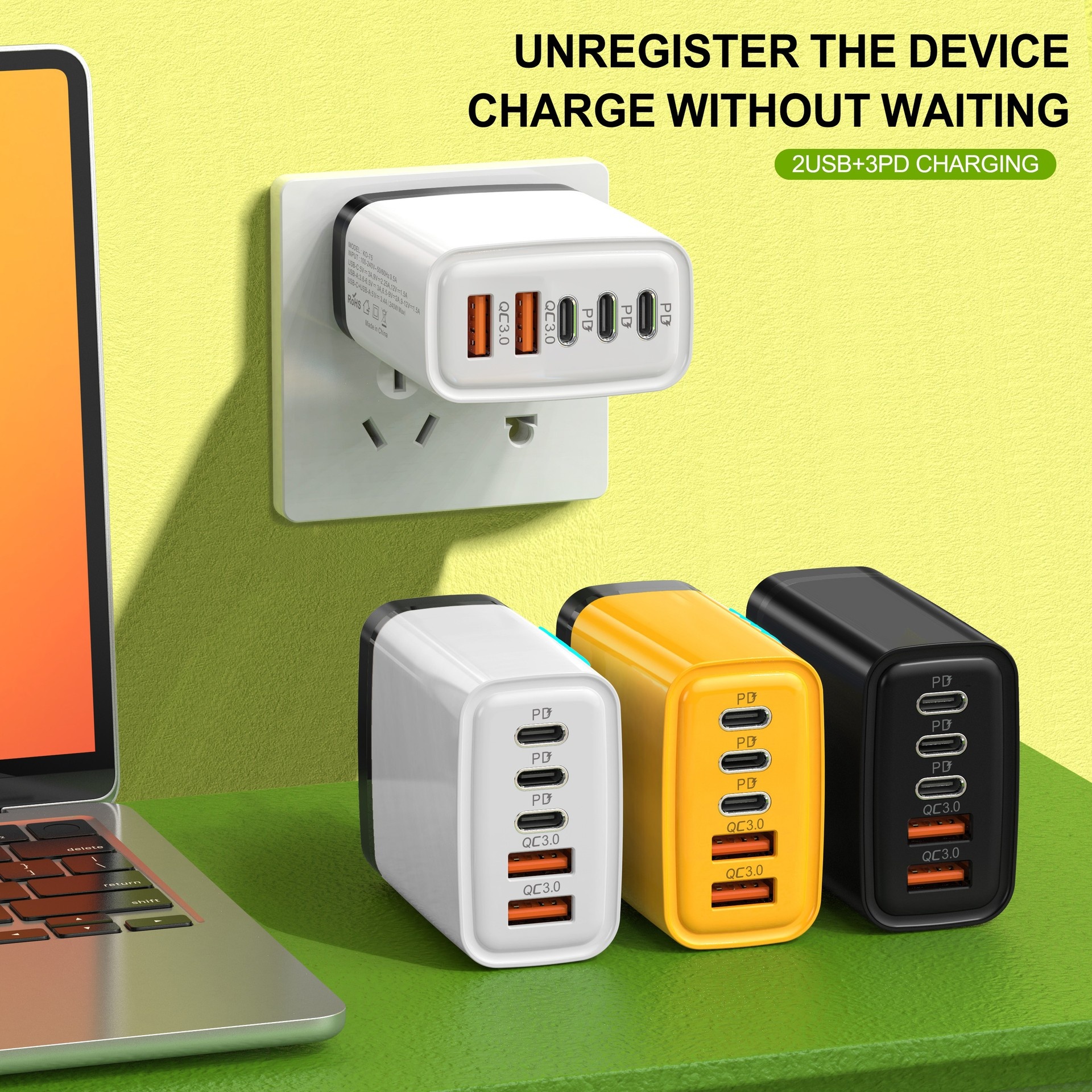 New 240WPD Fast Charger With 3 Type-C And Dual USB Ports - Image 1