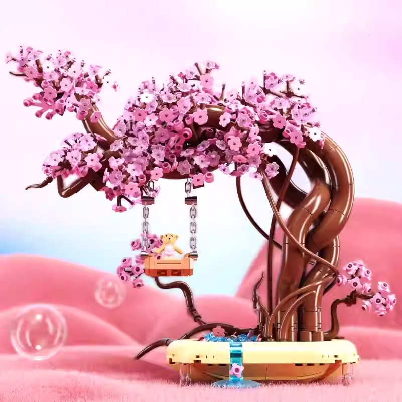 Cherry Blossom Treehouse Building Blocks Small Pieces Glow-in-the-Dark Assembly Toy