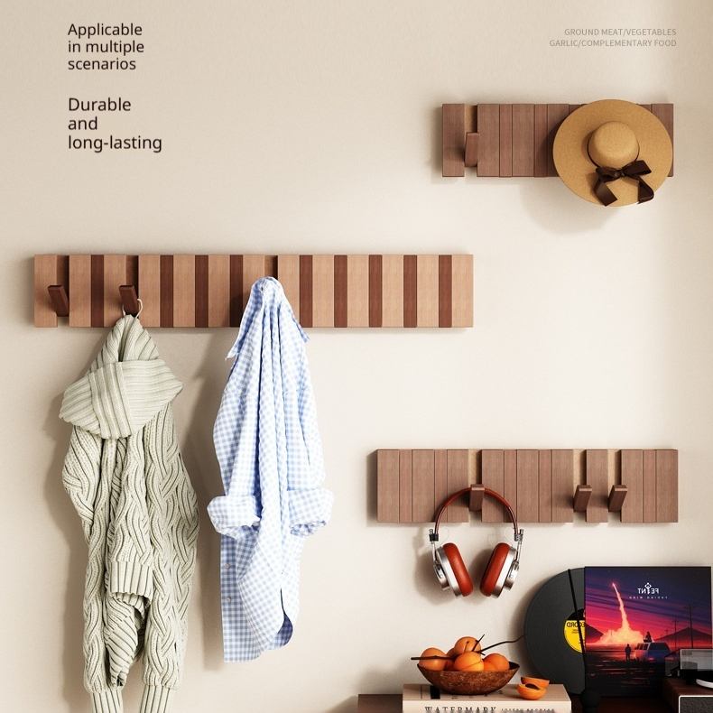 Punch-Free Solid Wood Hook Piano Key Coat Rack