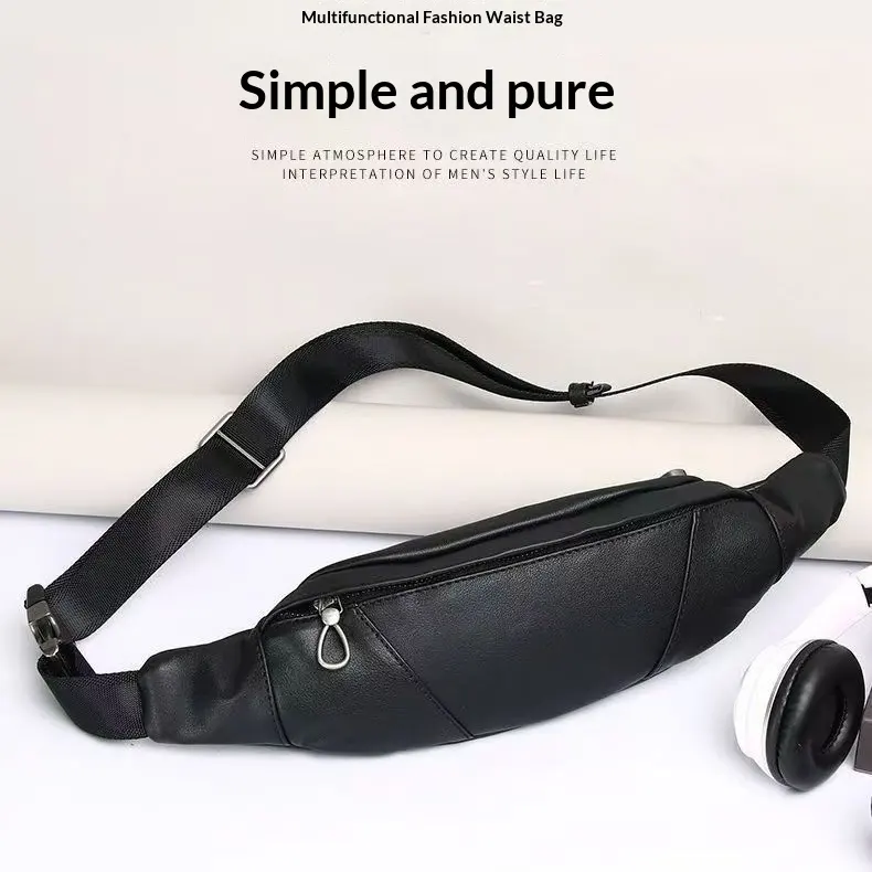 Men's Casual Travel Multi-Functional Leather Waist Bag