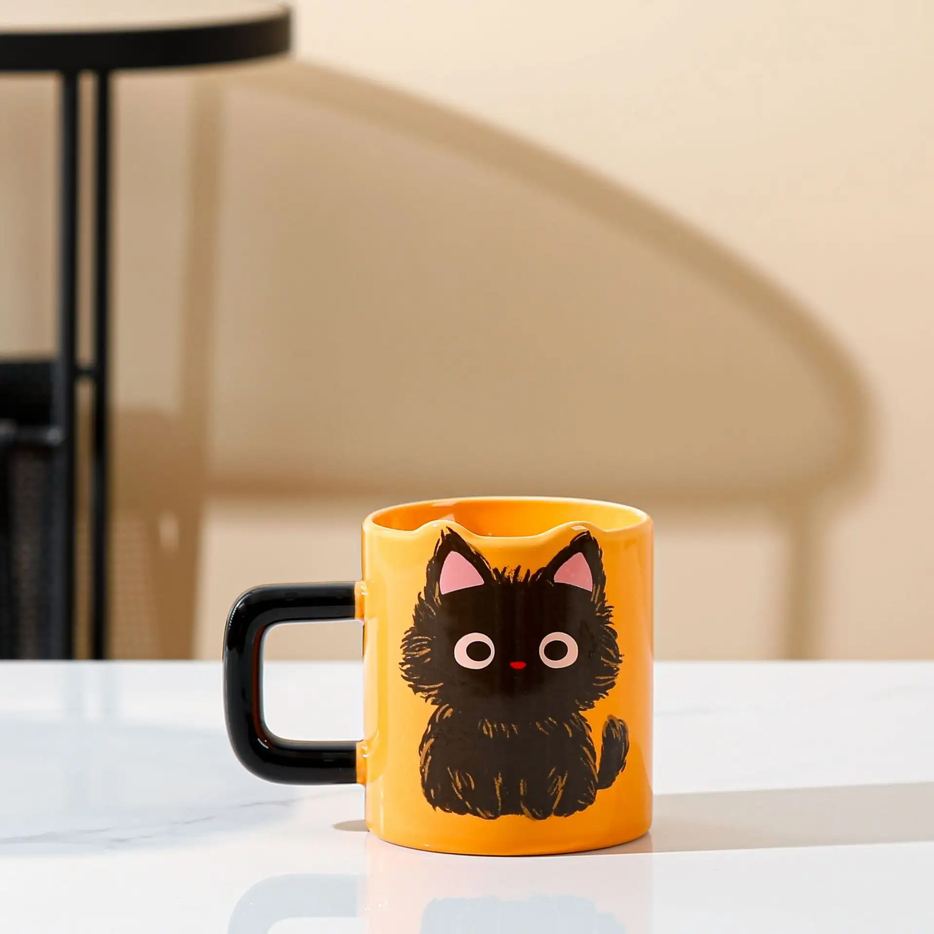Little Black Cat Mug With Lid And Spoon