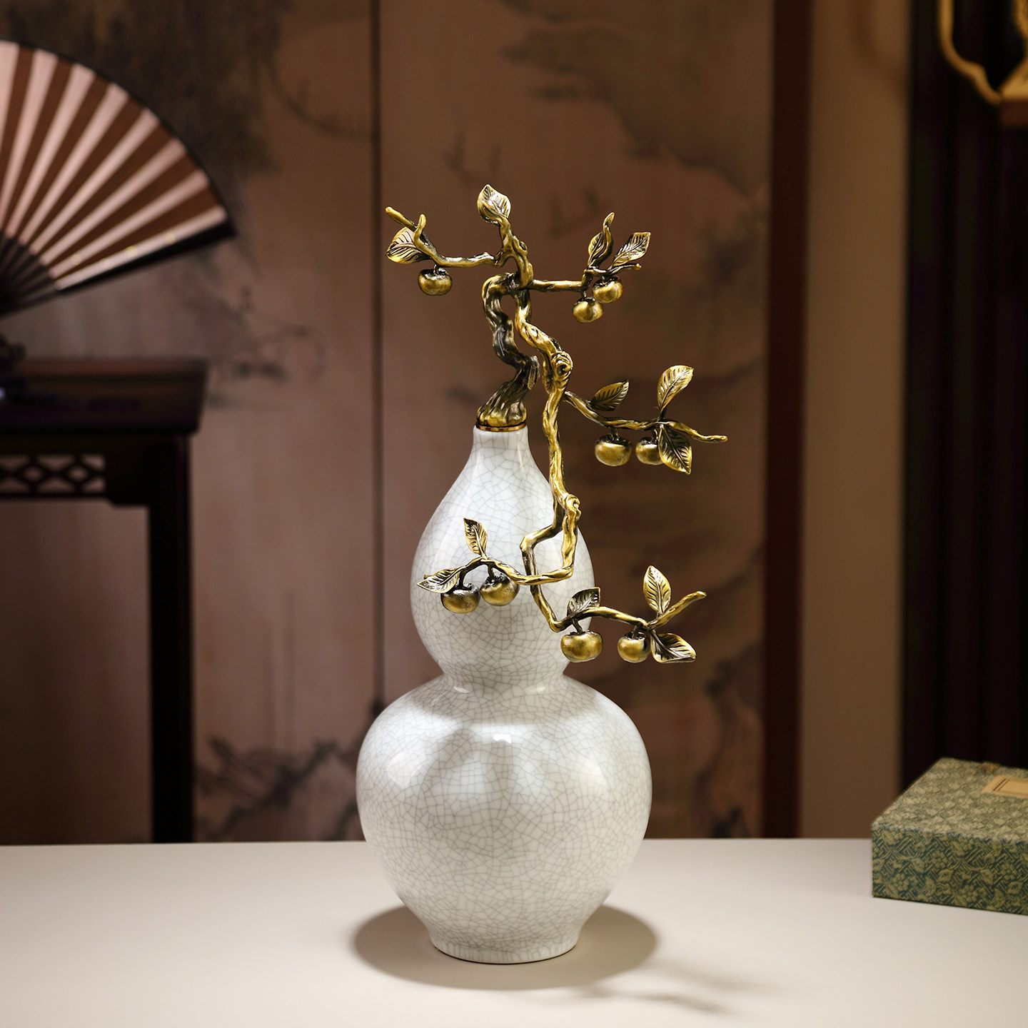 Chinese-style Ceramic Gourd Ornament With A High-end Feel For The Living Room