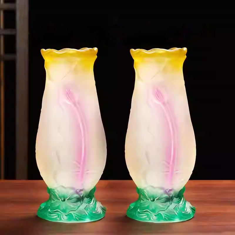 Lustrous Glass Vase Ornament For Altar Decoration
