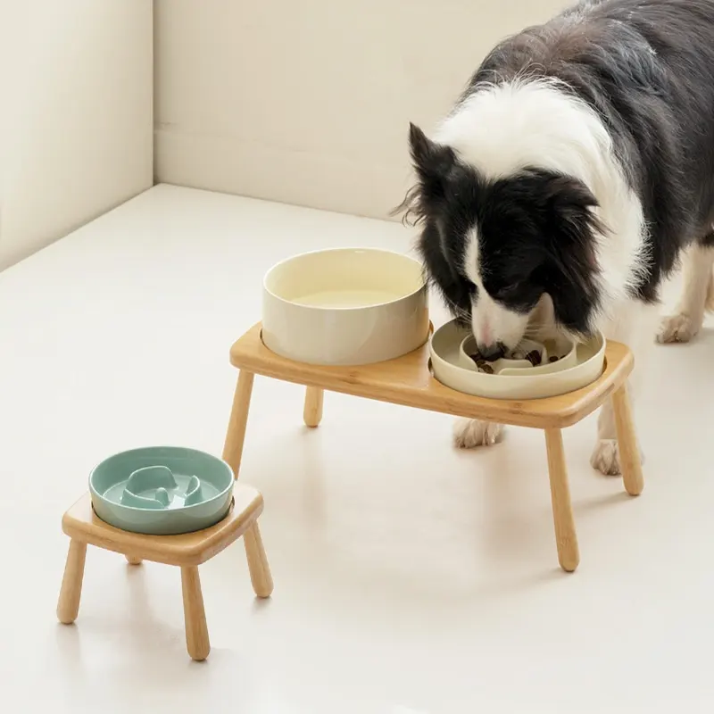 Ceramic Dog Bowl Pet Dog Slow-Feeding Anti-Choking Feeder Tip-Proof
