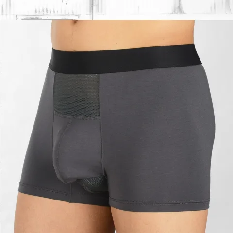 Men's Scrotal-supporting Flat-bottomed Boxer Briefs with Vein Support