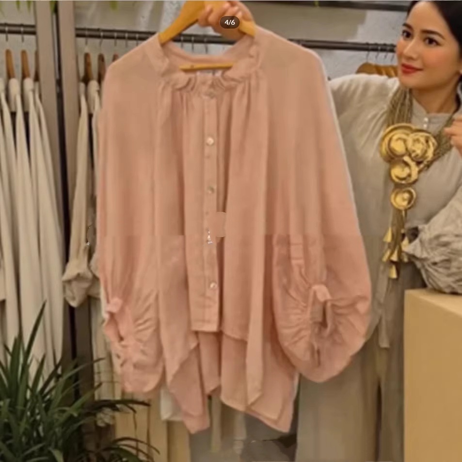 Women's Casual Loose Cotton-Linen Long-Sleeve Shirt