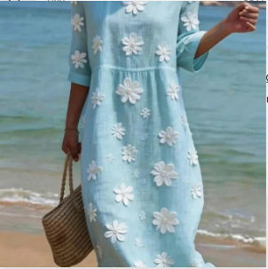 New Stylish Casual Striped V-Neck Elegant Dress