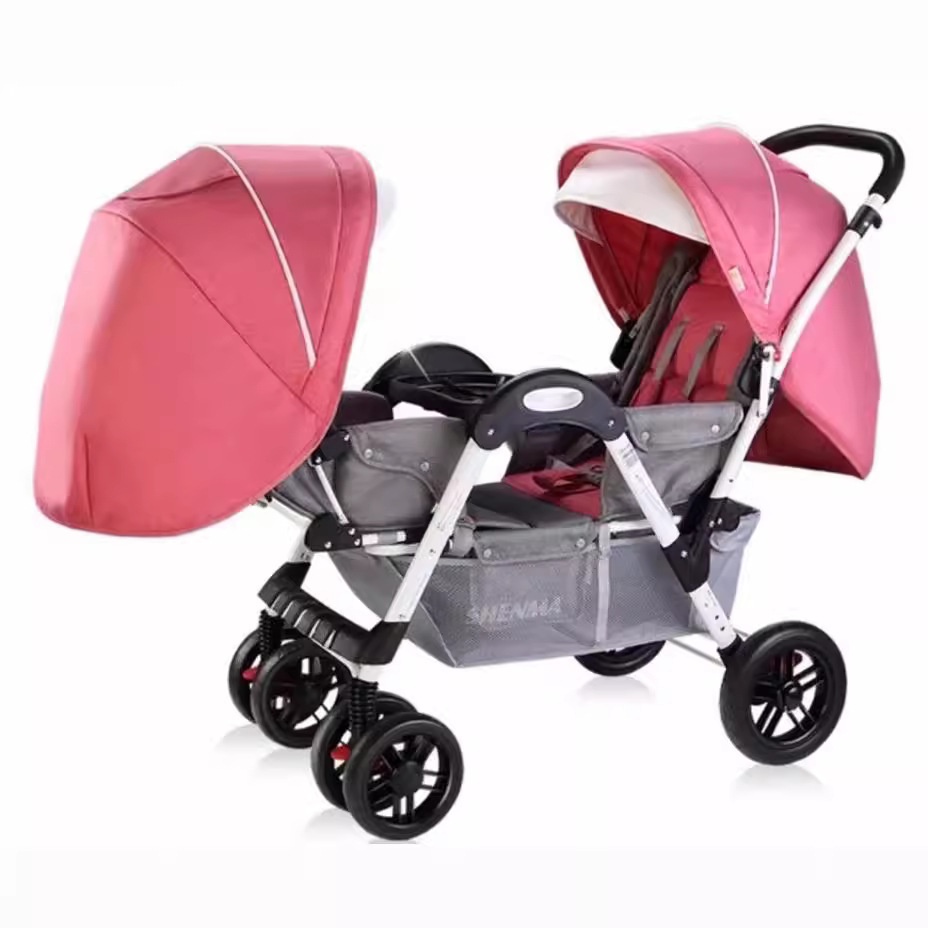 Poussette pliante inclinable pour deux personnes face à face avec absorption des – Image 9
