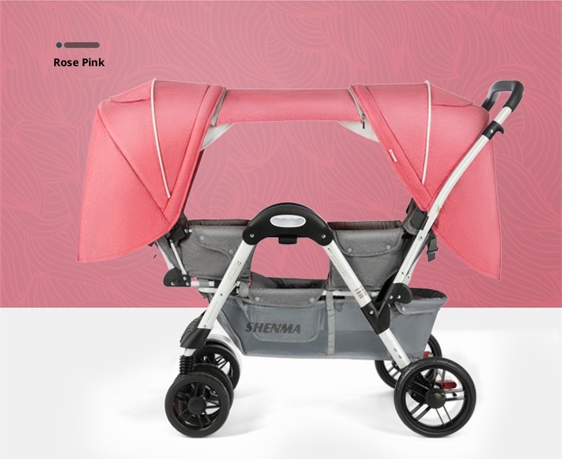 Poussette pliante inclinable pour deux personnes face à face avec absorption des – Image 5