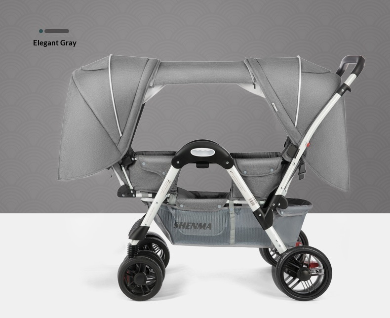 Poussette pliante inclinable pour deux personnes face à face avec absorption des – Image 6