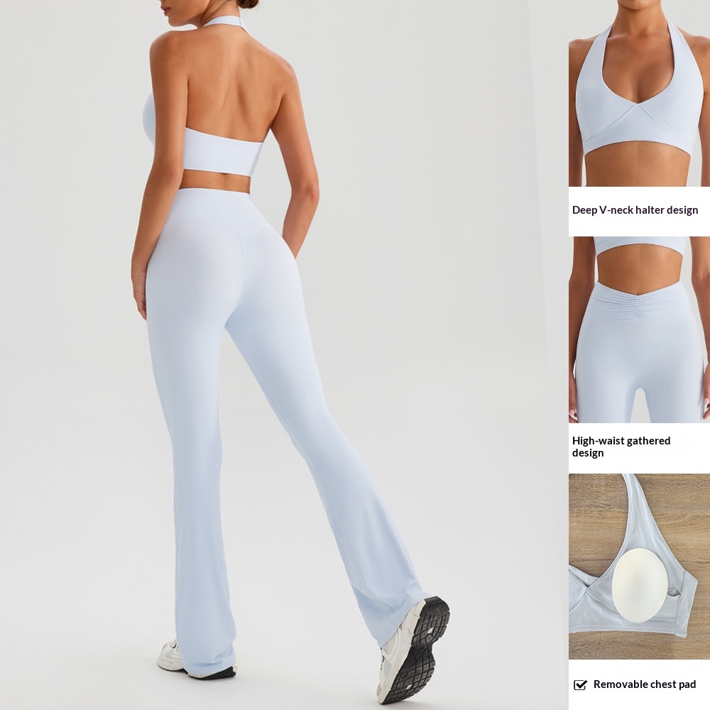 Yoga Sports Halter Bra And Tennis Skirt Two-Piece Set Outdoor Running Fitness Outfit Long And Short Pants Set