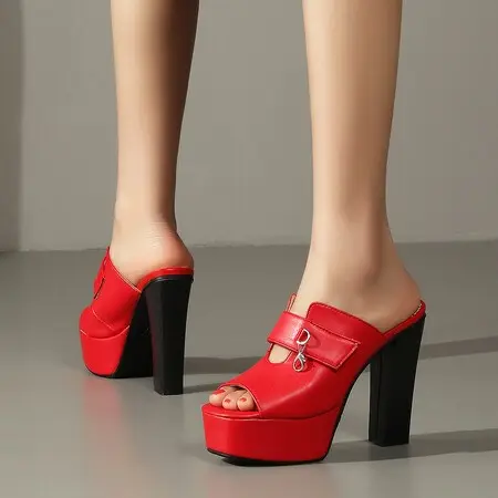 AliExpress Best-Selling Chunky-Heel Square-Toe Platform Shoes