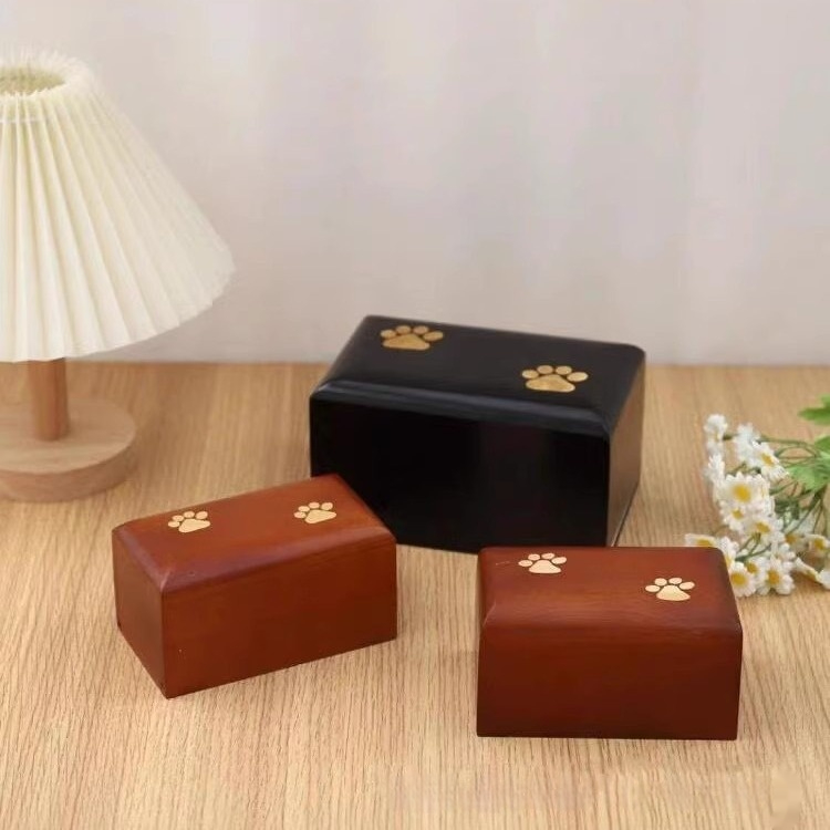 Pet Solid Wood Paw Print Cremation Urn
