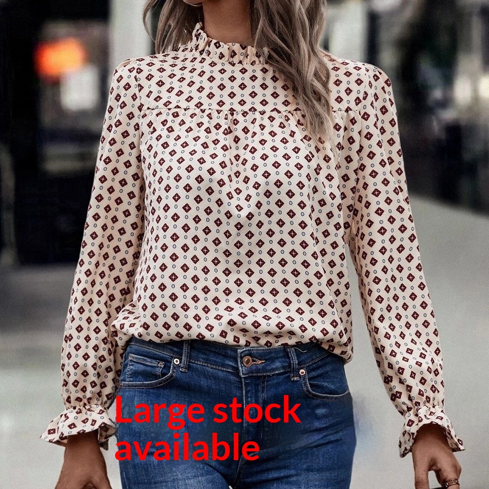 Long Sleeve Ruffle Blouse Women's Shirt