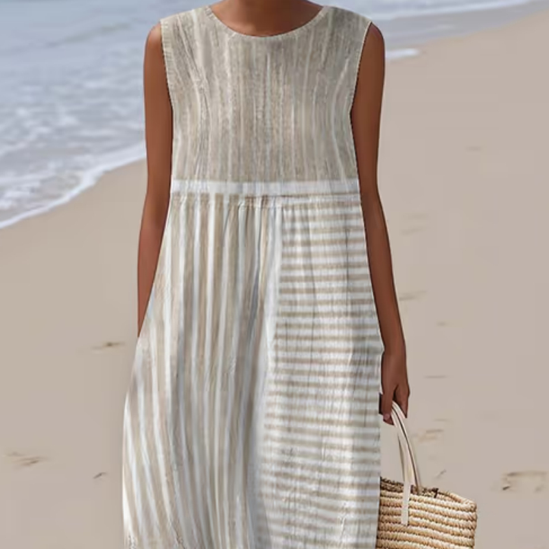 Women'S Casual Printed Round-Neck Sleeveless Dress