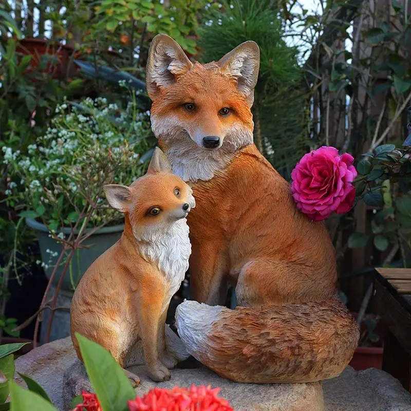 Outdoor Artificial Animal Sculpture Fox Ornament Resin Craft Villa Courtyard Garden Decorative Fox Model