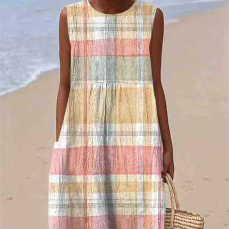 Women's Casual Print Round Neck Sleeveless Dress