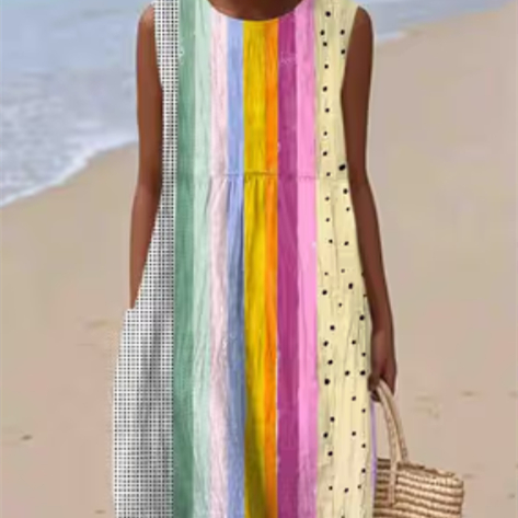 Women's Casual Print Round Neck Sleeveless Dress